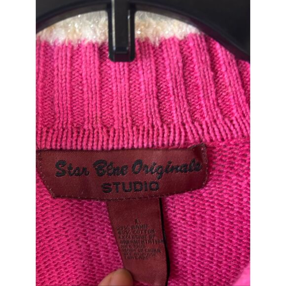 Star Blue originals Large L  Snowman pink Christmas sweater Snowflakes - Picture 3 of 8